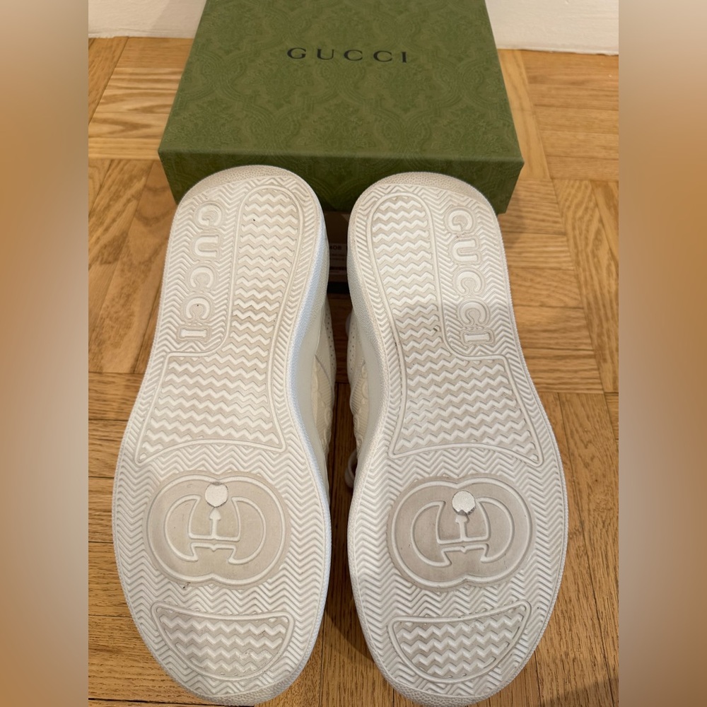 Gucci - White GG Embossed Chunky Leather Sneakers.  Size 38. NWT - Picture 8 of 9